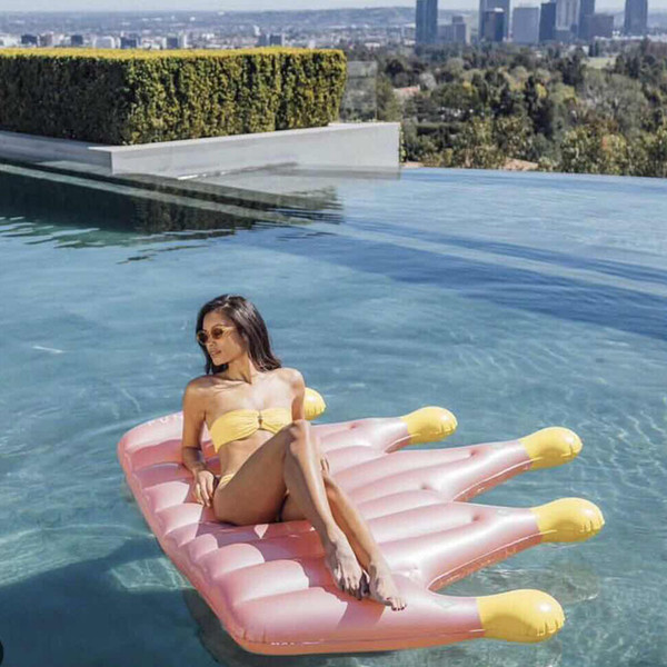 Golden An Crown Inflatable Floats Pink Thickening Anti Wear Enlarge Single Person Floating Bed Popular Fold Portable New Arrival 60stI1