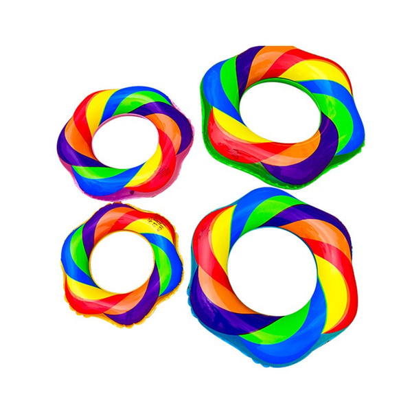 Rainbow Candy Colors Inflatable Floats Flower Pattern Thickening Swimming Ring Adult Kids Universal Anti Wear Portable Hot Sale 7kl4I1