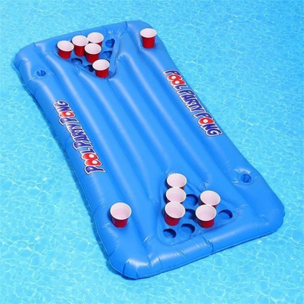 PVC Inflatable Deck Chair Game Floating Row Outdoor Cup Holder Table Tennis Swimming Pool Summer Beach 49wff1