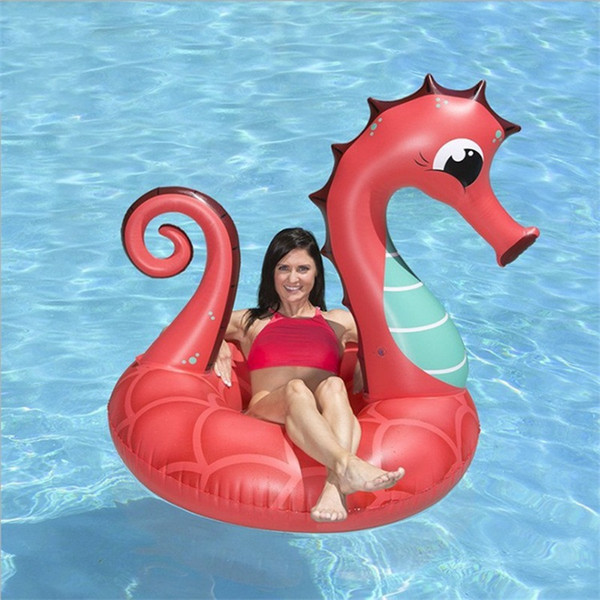 New Arrival Inflation Swimming Ring Inflatable Floats Tubes Hippocampus Lifebuoy Red Pool Toys Air Mattress Holiday Summer Beach 43xlG1