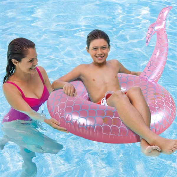 Mermaid Ins Beach Inflatable Floats PVC Aquatic Creative Inflate Toys Fish Tail Shape Pink Swimming Circle Hot Sale 25csD1