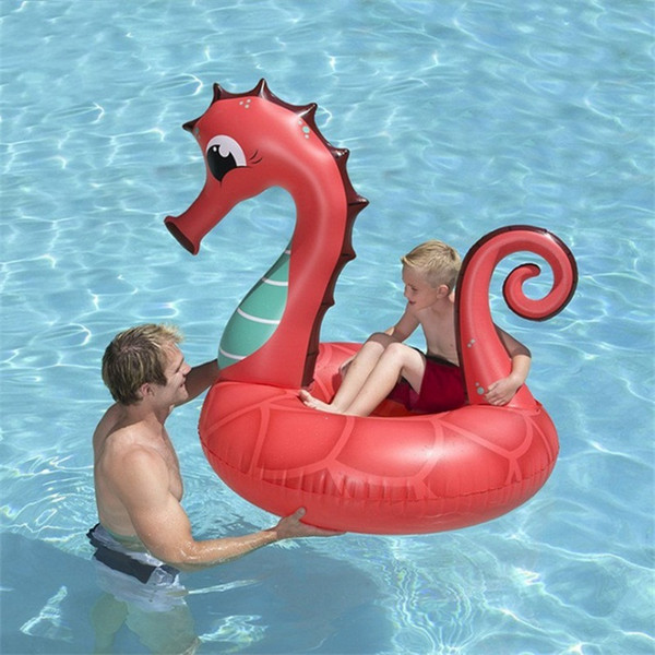 Hot Sale Hippocampus Swimming Ring Lovely Safety Lifebuoy Inflatable Floats Tubes Pool Toys Water Sports Swim Products Red 43xlG1