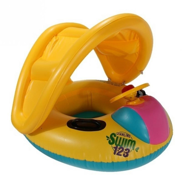 Baby Swim Float Swim Car Boat With A Trumpet Child Sun-shading Boat Swimming Toys