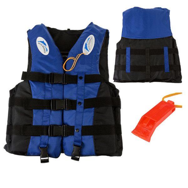 Wholesale- Swimmwing Fishing Boating Polyester Adult Life Jacket Foam Vest Survival Suit with Whistle for Swimming Drifting Device+Whistle
