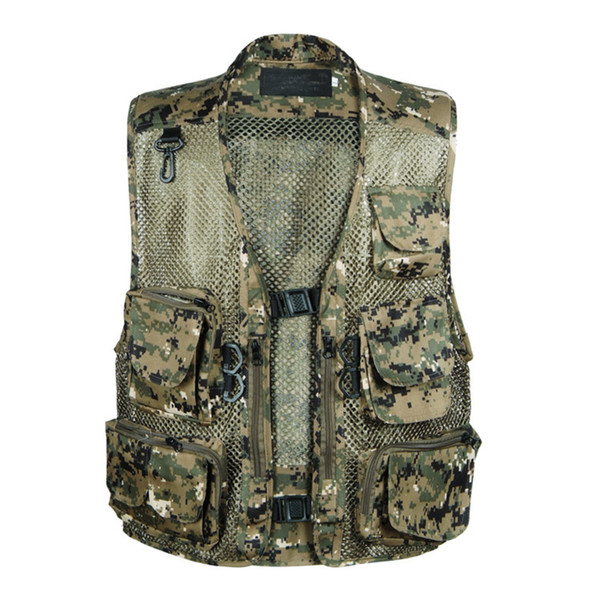 Polyester Quick-Drying Fishing Life Jacket L-XXX LMesh Fishing Vest Jacket Multi-Pocket Outdoor Photography Waistcoat Life Vest