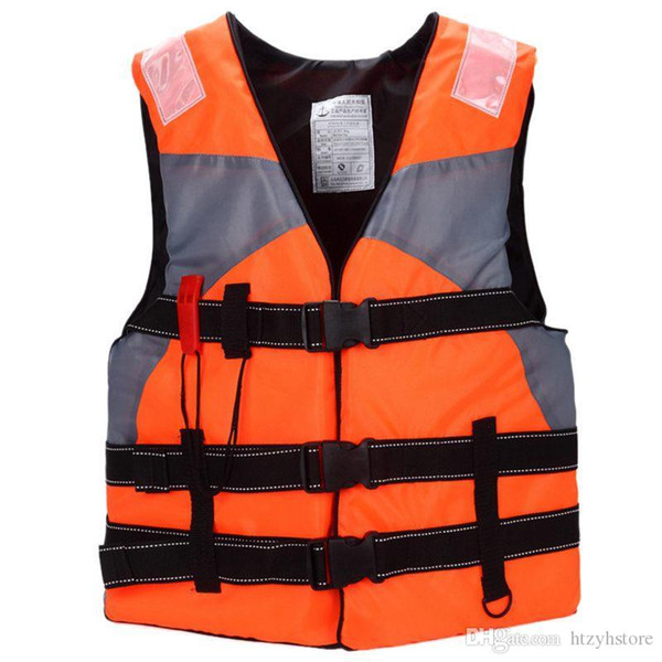 Wholesale- AUTO Adult Sailing Swimming Life Jacket Vest Foam Floating Waterproof oxford With a whistle (Orange)