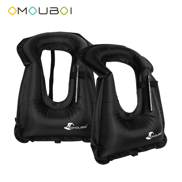 OMOUBOI Adult Unisex Black Inflatable Safety Swim Life Vest Water Sports PPE Life-saving Buoyancy Rescue Vest With Blowing Valve