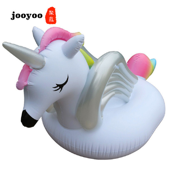 New Fashion Hot New Silver Wings Rainbow Horse Floating Row Water Riding Floating Bed Ring jooyoo