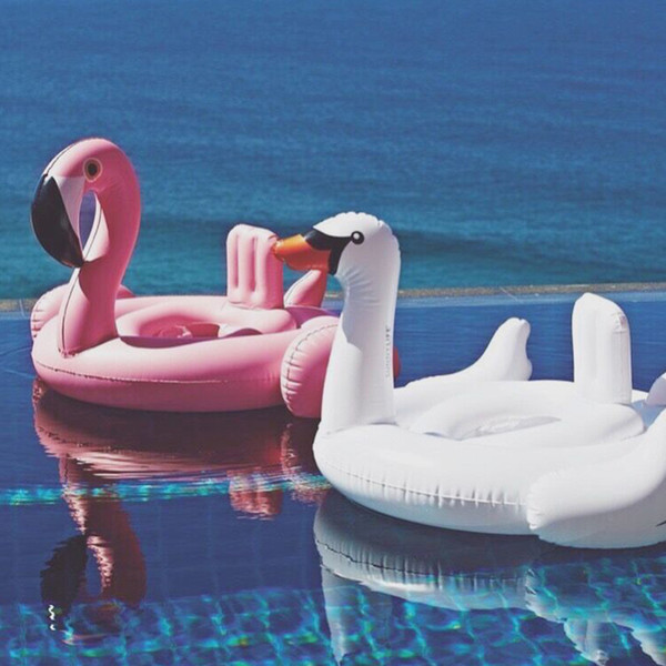 Wholesale- FAMIRY BRAND Baby Swimming Float baby Seat Float Inflatable Flamingo Swan Pool Float Baby Summer Water Fun Pool Toy Kids Ring