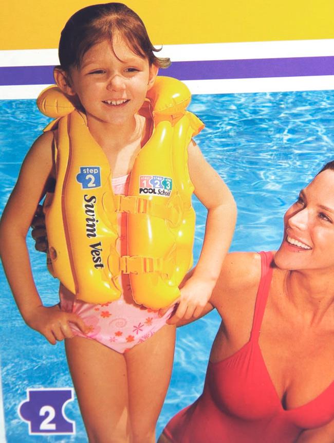 1 pcs INTEX POOL SCHOOL STEP 2 BEACH FLOAT INFLATABLE AID SWIM VEST Color Yellow