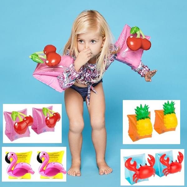 Baby Swim Arm Circle Crab pineapple Cherry Flamingo PVC Inflatable Float Arm Circle children Swim Sleeves Swim Ring with Retail box mk0506