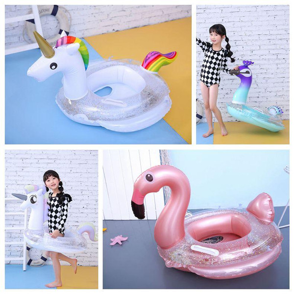 Sequins Unicorn Floats Kids Flamingo Float Swimming Ring Baby Life Buoy Unicorn Floating Ring Sequins Pools Outdoor Play CCA11538 10pcs
