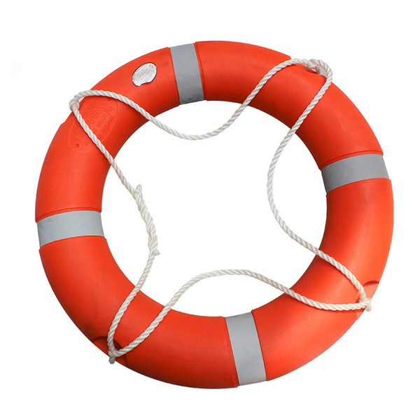 Life buoy Rescue Ring Inflatable Water Buoy Marine survival tools Solid Plastic white straps Swimming equipment QQA437