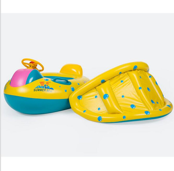 New floating baby inflatable seat kids swim ring baby swimming boat floating Swimming pool baby Seat with sunshade