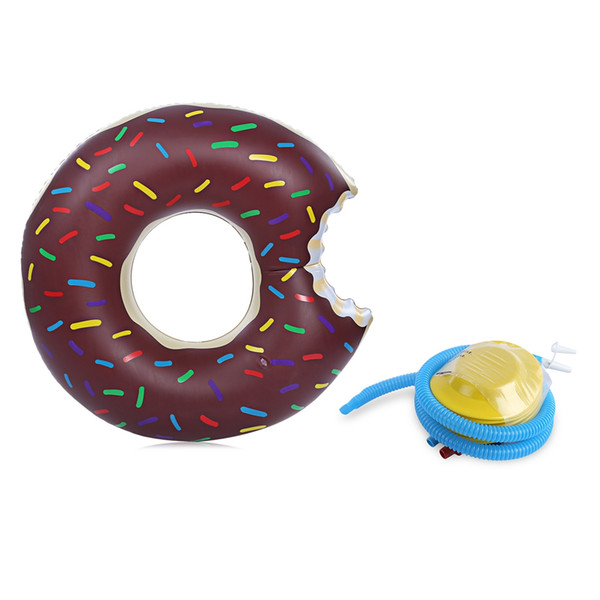Inflatable Air Mattresses Cute Doughnut Design Gigantic Swimming Floating With Pump Adult Row Pool Toy For Water Game