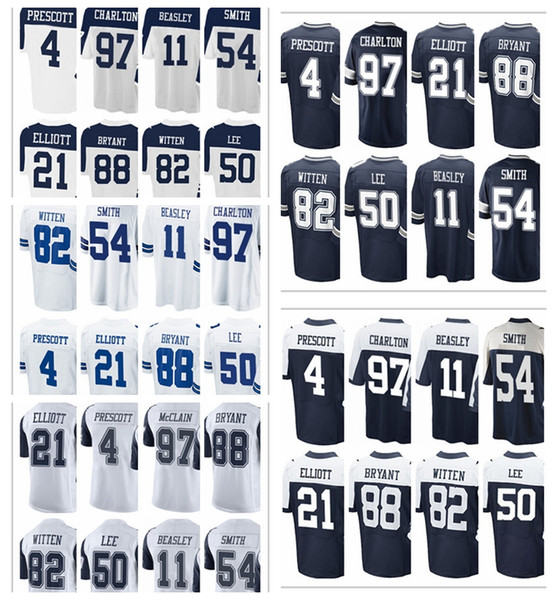 Mens Dallas Cowboy Jersey #4 Dak Prescott #21 Ezekiel Elliott #50 Sean Lee #82 Jason Witten #88 Dez Bryant #97 Charlton New Elite Jerseys