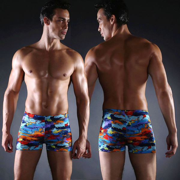 Printing Swimming Trunks Adult Boxer Comfortable Shorts New Style Stretch Fabric Quick Dry Shorts Bodysuit Swimming Trunks Flexible Shorts