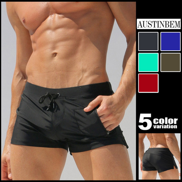 Best selling beach swimwear men's swimming trunks men's swimming trunks zipper design front pocket swim trunks boxer shorts