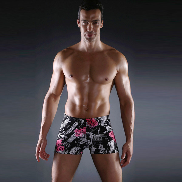 Floral Swimming Trunks Letter Printing Swim Briefs Men's UV Protect Shorts Waterproof Trunks Printing Swimming Trunks Adult Boxer