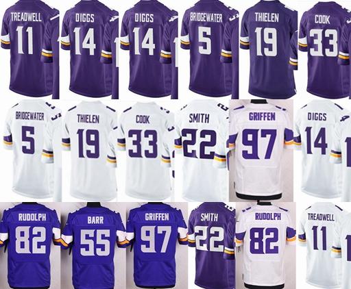 98 Linval Joseph 14 Stefon Diggs 19 Adam Thielen 29 Xavier Rhodes 33 Dalvin Cook 22 Harrison Smith 82 Kyle Rudolph 97 Everson Griffen jersey