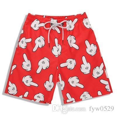 New Arrival Men's Beach Shorts Swim Trunks for Men Cartoon Fingers Printed Board Shorts Surfing Shorts Running Sports