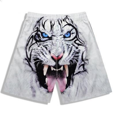 Newest Men's Beach Pants Quick Dry Swim Shorts Men Tiger Head Printed Board Shorts Plus Size Surfing Trunks M-4XL Swim Trunks