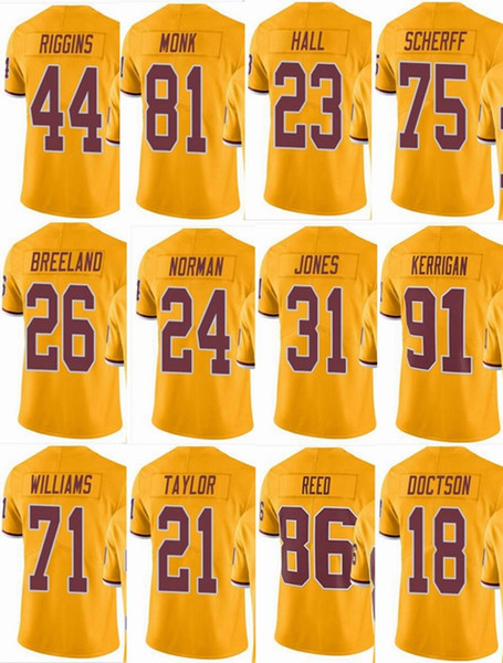 REDSKIN Washington #21 Sean Taylor #8 Kirk Cousins #24 Josh Norman #44 John Riggins #86 Men Women Youth Color Rush Elite Football Jerseys
