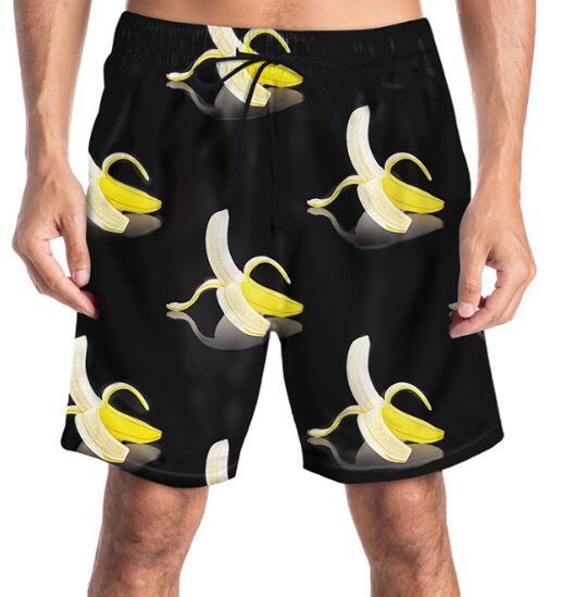 Fashion Mens Summer Beach Shorts 3D Fruit Banana Digital Print Casual Board Shorts Swimwear Surf Swimming Quick-dry Running Sport Pants