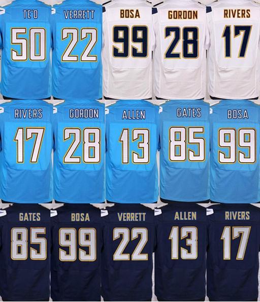 Mens Jersey #99 Joey Bosa #85 Antonio Gates #17 Philip Rivers #28 Melvin Gordon #13 Keenan Allen Blue White Elite jersey Top Quality