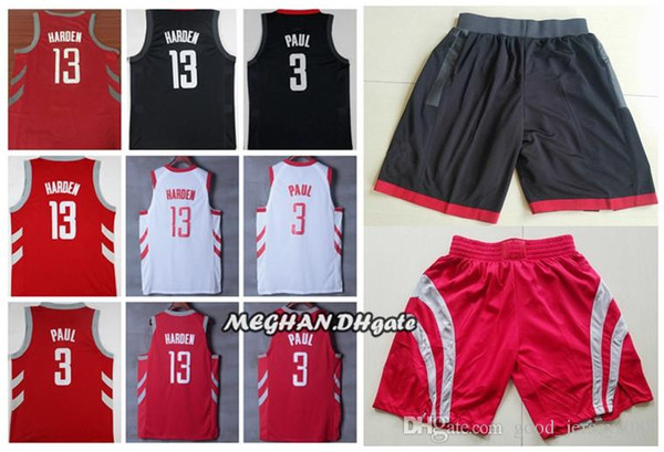 2019 New Rockets Houston Jerseys And Shorts 3 Paul 13 Harden Red And White Black Jerseys And Shorts