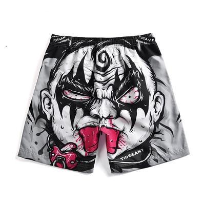 New Men's Evil Spirit Printed Board Shorts Quick Dry Swim Shorts Man Loose Surfing Boardshorts Beach Pants Bermuda Swimwear 4XL