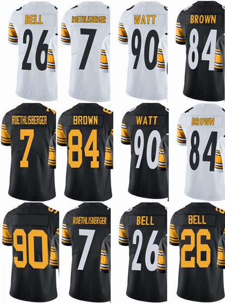 Pittsburgh Steeler Mens Jersey #7 Ben Roethlisberger #26 Le'Veon Bell #84 Antonio Brown #90 T.J. Watt Vapor#Untouchable Limited Jerseys