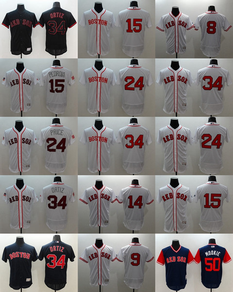 Sox 34 David Ortiz 15 Dustin Pedroia 50 Mookie Betts 16 Andrew Benintendi 9 Ted Williams CoolBase Baseball Jersey Boston Stitched Red
