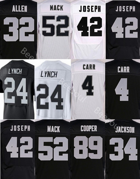 stitched Oakland Raider Jersey 4 Derek Carr 24 Marshawn Lynch 42 Karl Joseph 52 Khalil Mack 89 Amari Cooper elite American football jersey