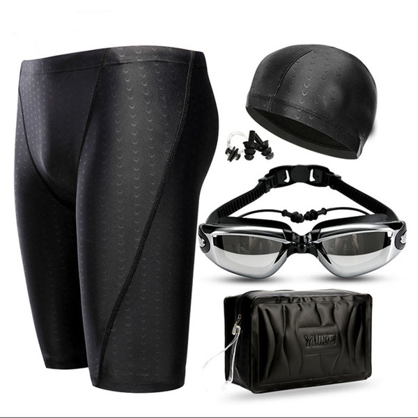 Men's Swimsuits, Quick-Drying Aater-Proof Swimming Trunks, Men's Large Swimming Equipment Polyester Solid Swim Shorts