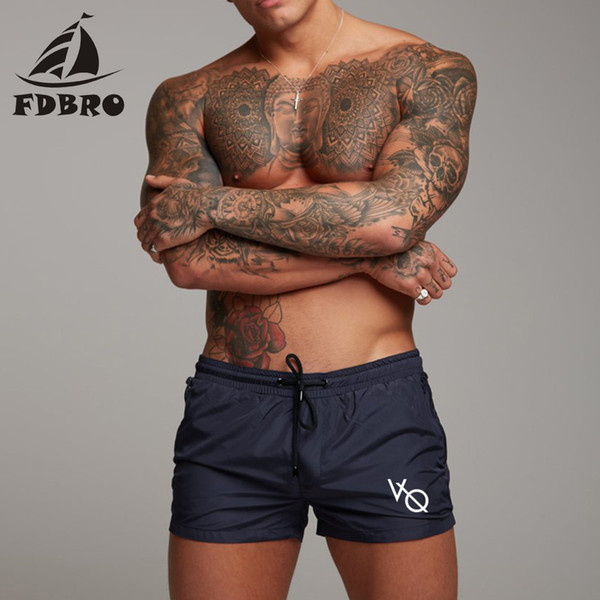 FDBRO 2019 New Men Swim Trunks Sexy Swimsuit Swimwear Men Swimming Shorts Men Briefs Beach Shorts Sports Suits Surf Board Shorts