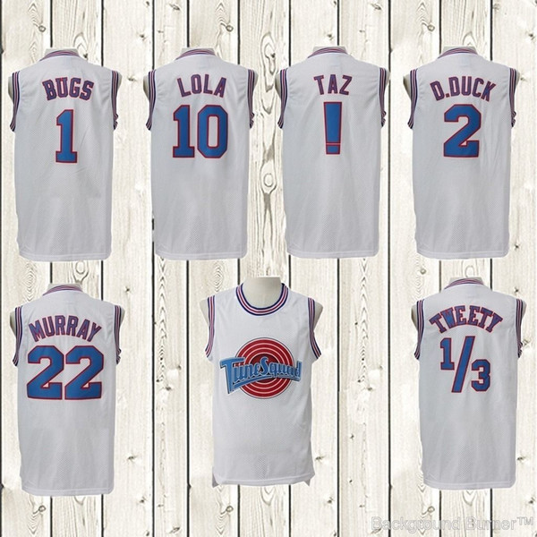 2019 Movie Tune Squad Space Jam Jersey Shorts #! TAZ 10 LOLA Bunny 3/1 TWEETY 1 BUGS 22 MURRAY 23 Monstar White Black