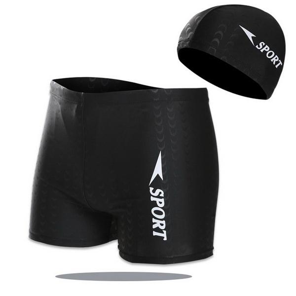 gym New fashion swimming trunks men's Pingjiao hot spring beach large size shark skin swimwear men's swimming suit