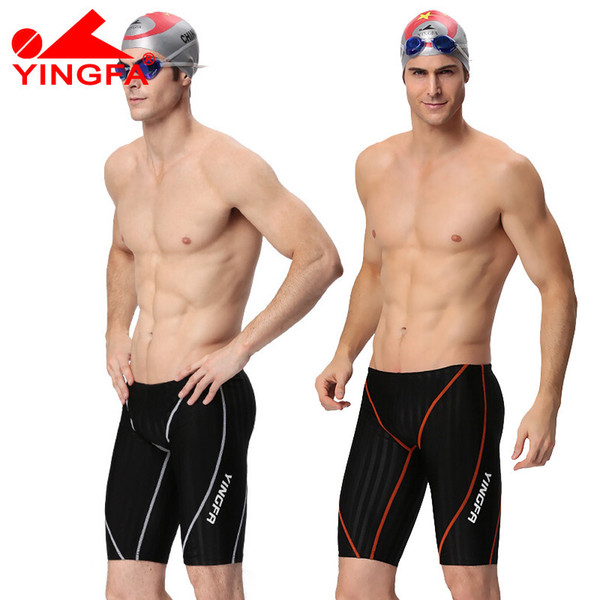 Yinfa FINA approved professional Sharkskin waterproof chlorine resistant mens training swimming trunks Jammers shorts swimwear