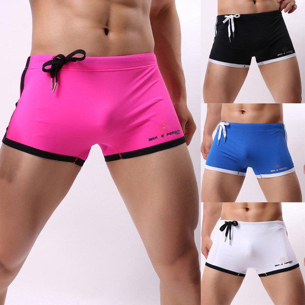 trunks man swim trunks brief swiming shorts men Mens New Summer Pure Color Fashion Flat-Corner Beach Sports Swimming Trousers #7