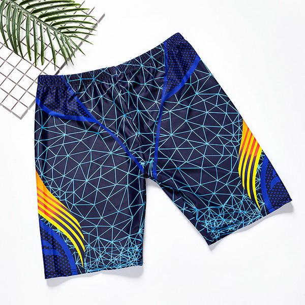 gym New Fashion European and American Men's Swimming Trousers, Long Flat-angle Swimming Trousers, Swimwear, Digital Printed Five Points Swim