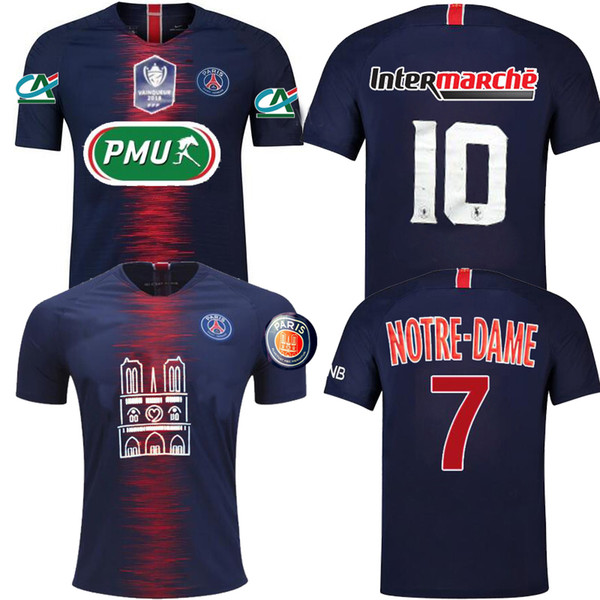 18 19 psg Notre-Dame soccer jerseys home mbappe maillot de foot 2019 Paris sg finals Patch camisetas football shirts copa de French Cup