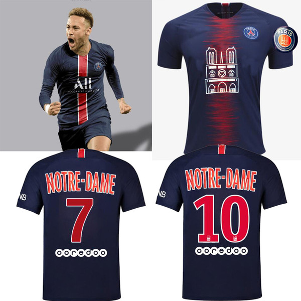 18 19 20 psg Notre-Dame soccer jerseys home mbappe maillot de foot 2019 2020 Paris sg CAVANI Patch camisetas football shirts TOP QUALITY