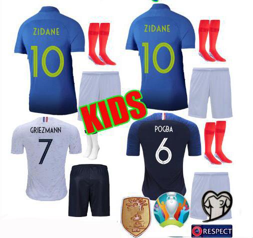 new Maillot de france 1919 2019 European Cup Special Edition Centenary KIDS KIT jersey 100th 19 20 Two stars 2 mbappe boys child foot shirts