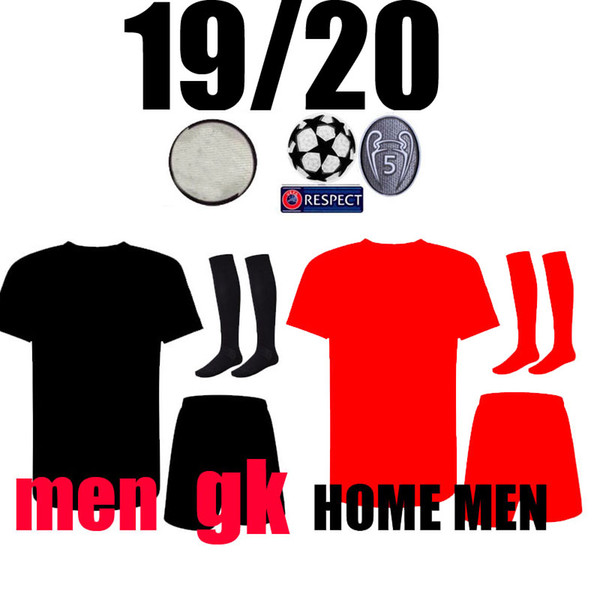 ADULT KIT 19 20 M.SALAH soccer Jerseys home 19 20 salah champions league FIRMINO MANE SHAQIRI Goalkeeper A.BECKER MEN SETS football Shirts
