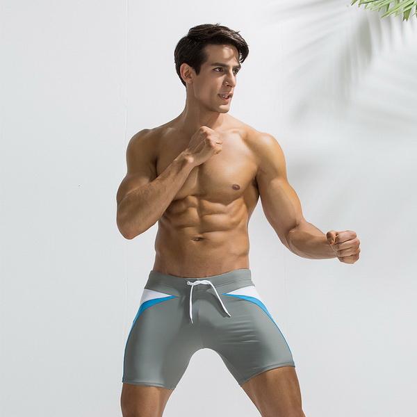 gym New Fashion Amazon for Explosive Men's Youth Fast-Drying Flat-Corner Swimming Trousers Hot Spring Swimwear Tide