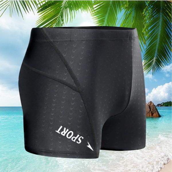 gym New Fashion Swimming Trousers Men's Flat Corner Swimwear Waterproof Quick-drying Fabric Large Size Shark Skin Adult Sports Race