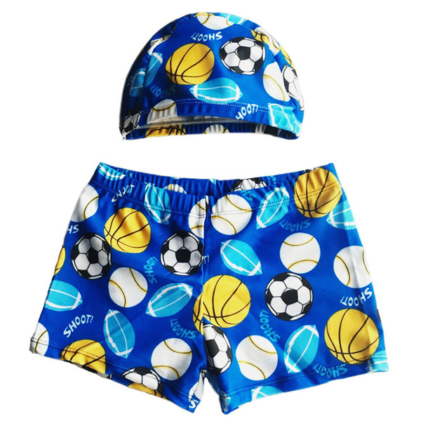 Baby Swimming Trunks For Toddler Boys Bathing Trunks With Cap Football Pattern Beach Shorts Hot Spring Pants Children