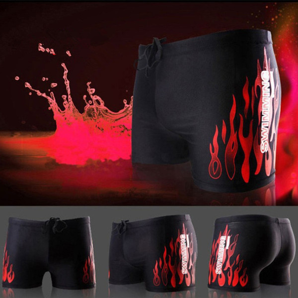 Swimsuit trunks for boy men 2019 swimming bathing suit beach swim pool high waist flame men swimsuit vintage summer
