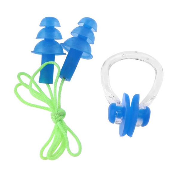 Silicone Ear Plug Soft Earplugs with Rope + Nose Clip Water Protective for Summer Swimming Diving Supplies with Box